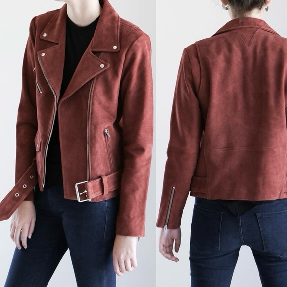 Veda NWT New Jayne Real Leather Suede High Quality Long Sleeve Rust Jacket M - Picture 1 of 11